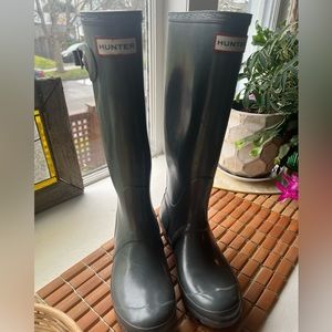 Tall grey hunter boots